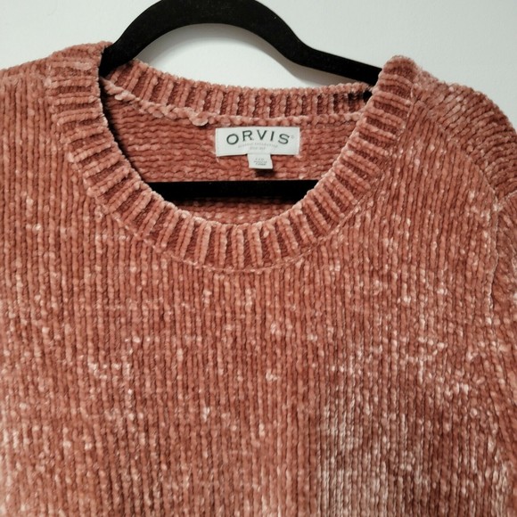 Orvis Chenille Sweater Plush Long Sleeve‎ Super Soft  Pink Mauve - Picture 3 of 5